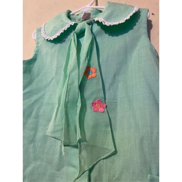 Vintage Ruth of Carolina Green Dress by Ruth Originals Embroidered Flowers Sz 5/ - Picture 8 of 10
